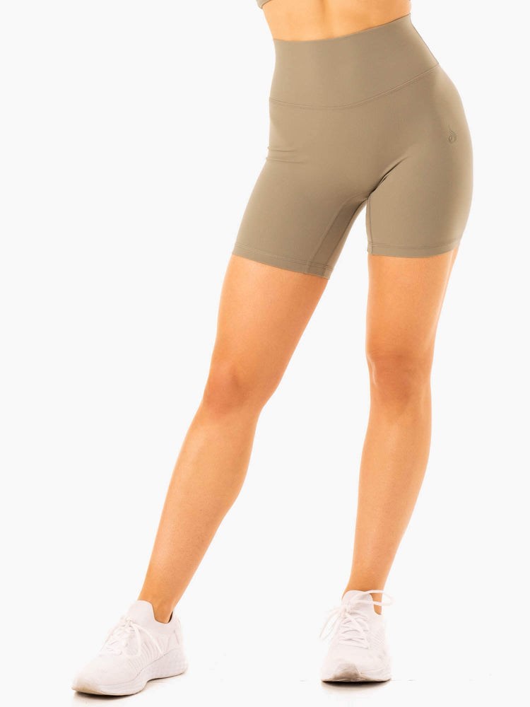 Ryderwear NKD Refine High Waisted Shorts Khaki | YXCFIJ921