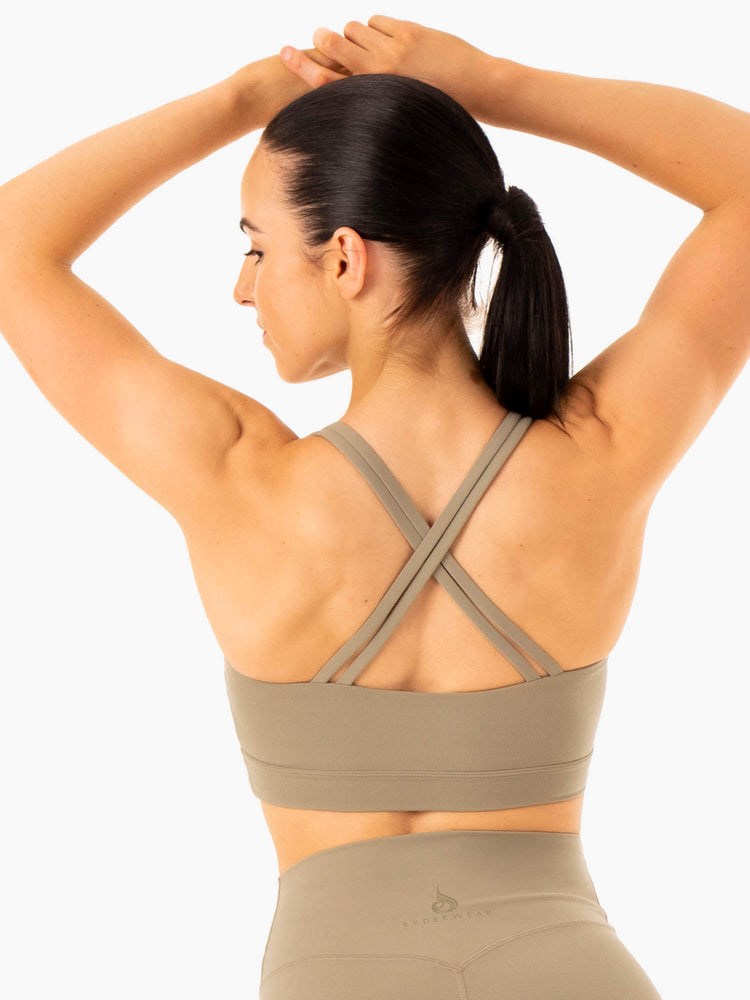 Ryderwear NKD Refine Sports Bra Khaki | UMHFCQ271