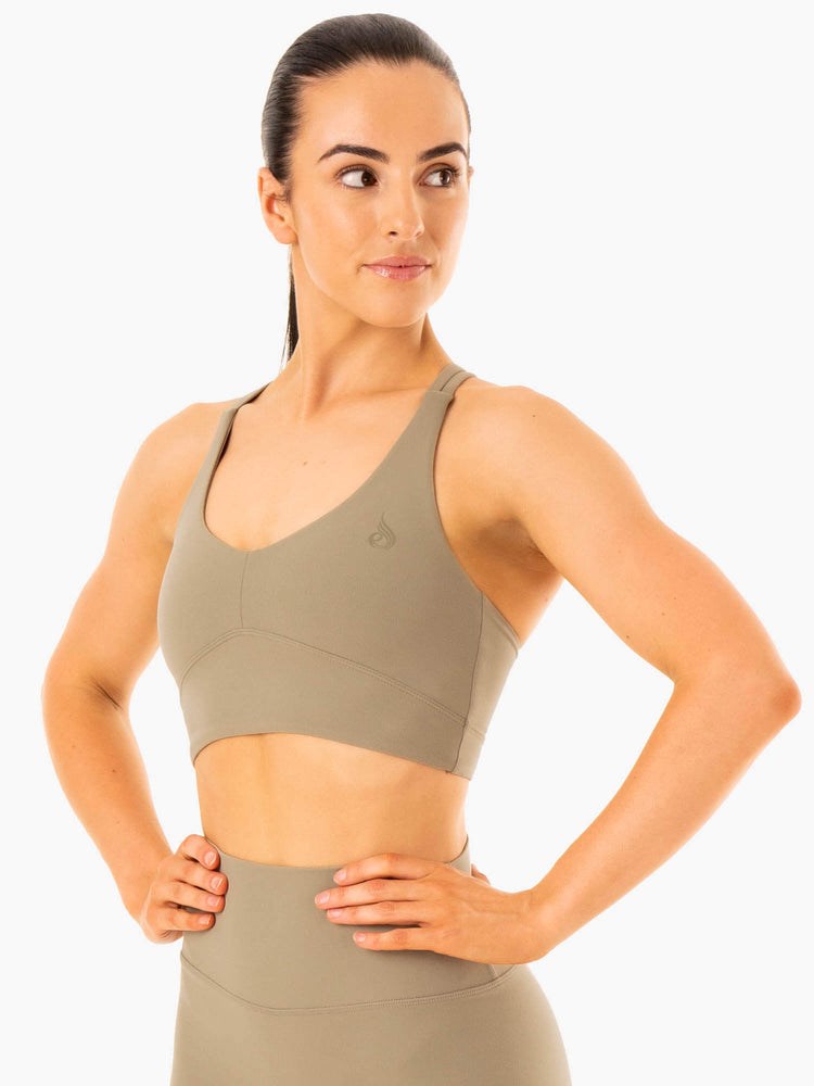 Ryderwear NKD Refine Sports Bra Khaki | UMHFCQ271