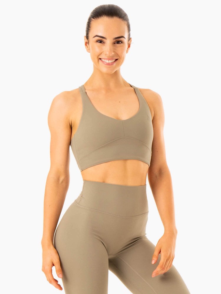 Ryderwear NKD Refine Sports Bra Khaki | UMHFCQ271