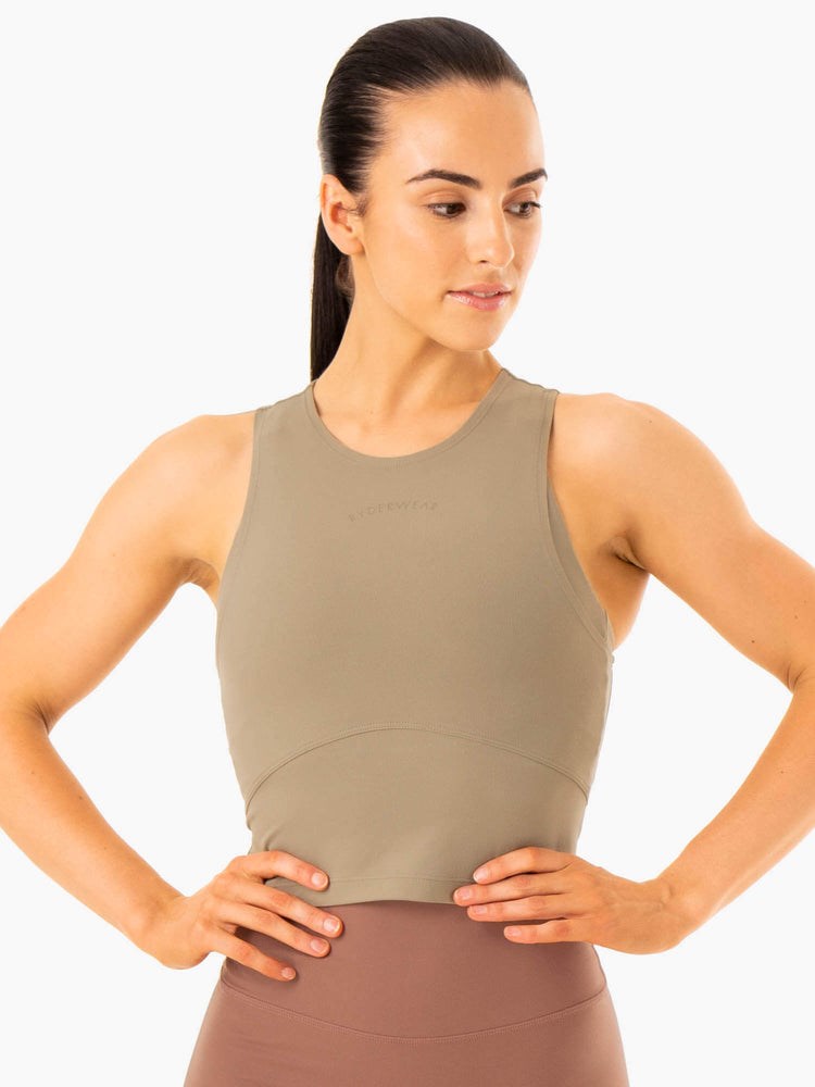 Ryderwear NKD Refine Tank Khaki | ZCAGDQ034