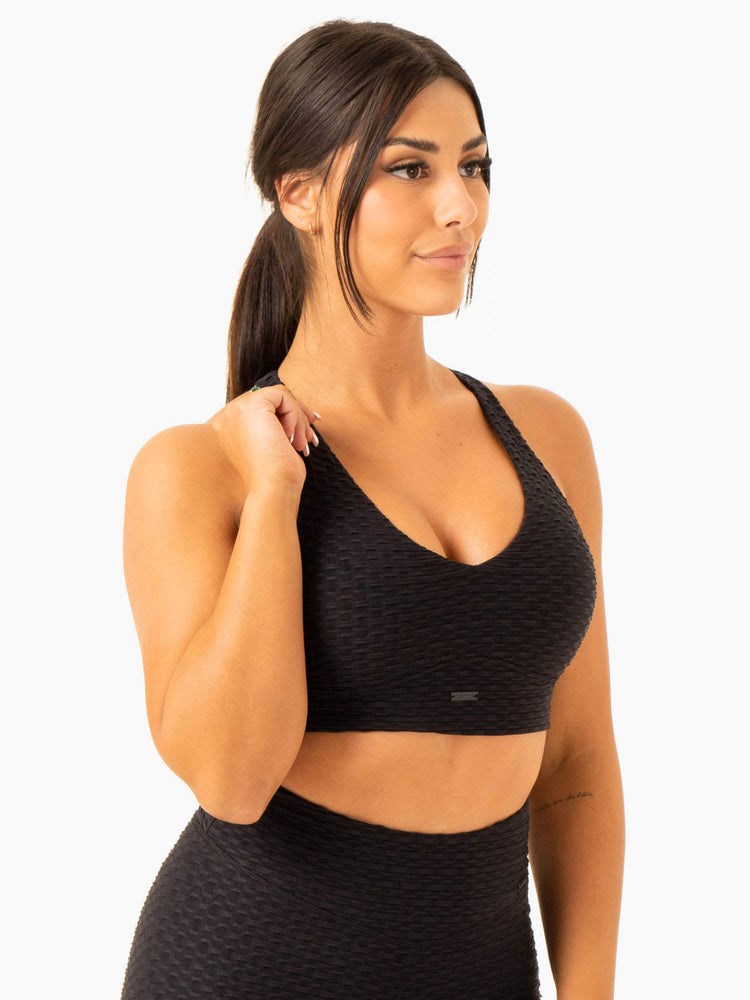 Ryderwear Optic V-Neck Sports Bra Czarne | MVDSLR607