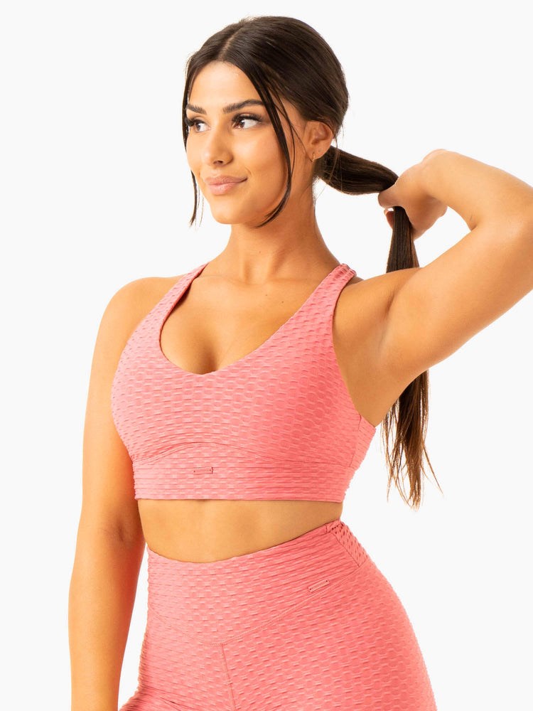 Ryderwear Optic V-Neck Sports Bra Różowe | IJNQHZ971