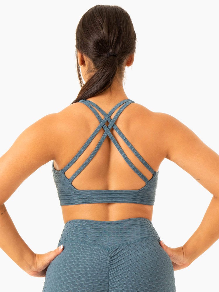 Ryderwear Optic V-Neck Sports Bra Teal | EHTSKW104