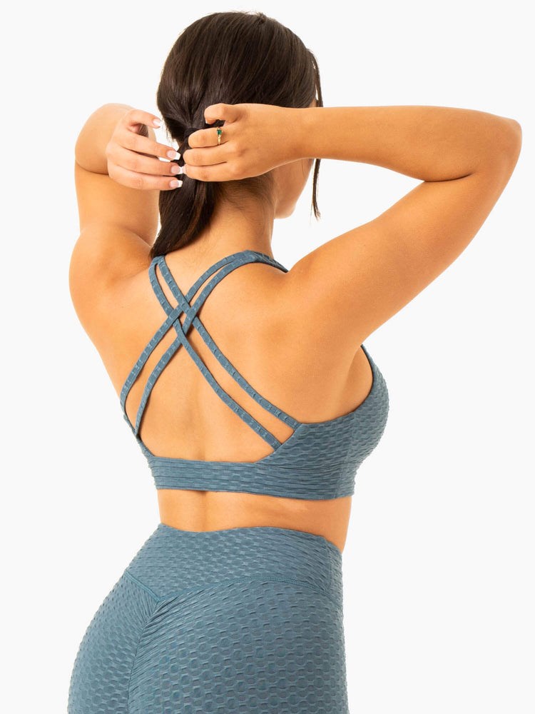 Ryderwear Optic V-Neck Sports Bra Teal | EHTSKW104