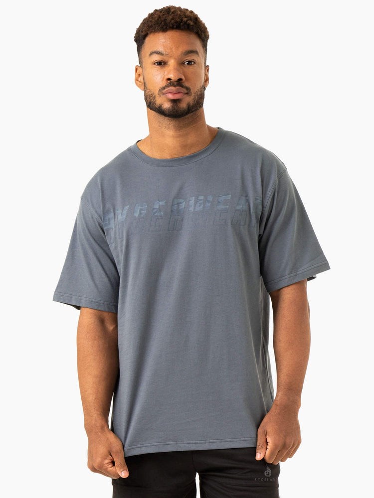 Ryderwear Overdrive Oversized T-Shirt Niebieskie | MDHLIT125