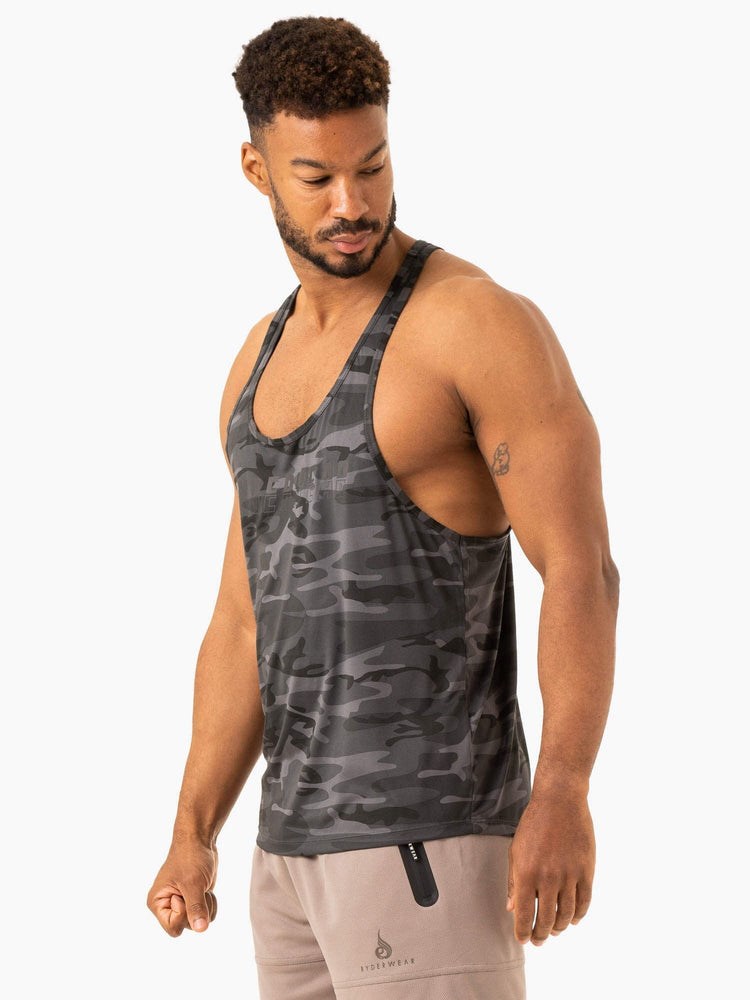 Ryderwear Overdrive Stringer T-Back Czarne Camo | HDNAST879