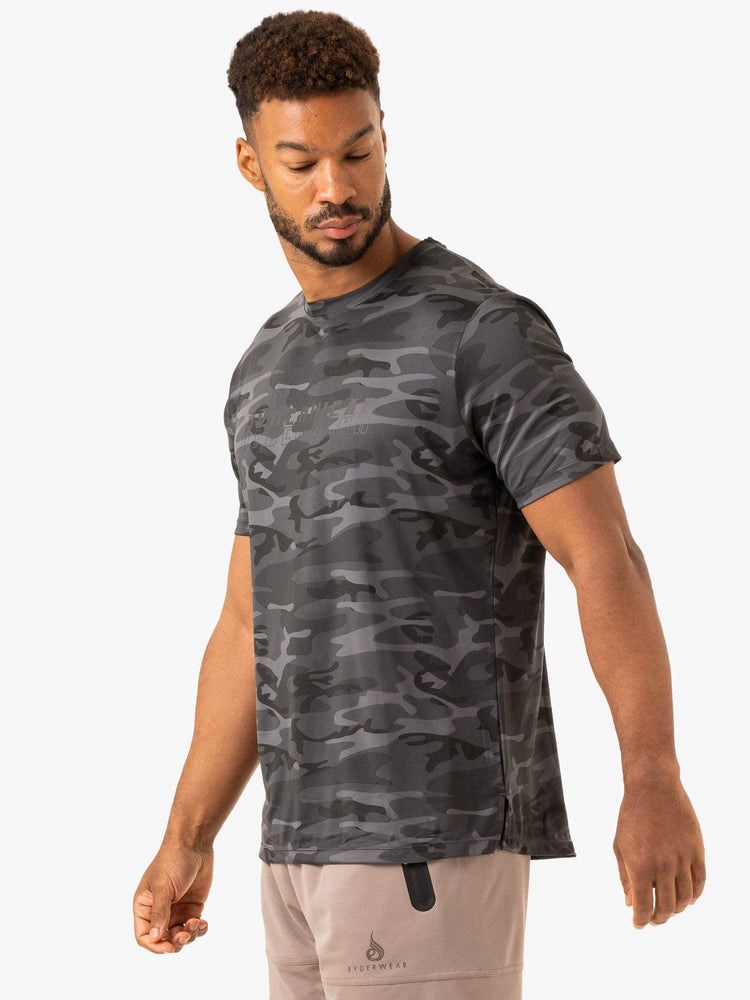 Ryderwear Overdrive T-Shirt Czarne Camo | QIGWPY570