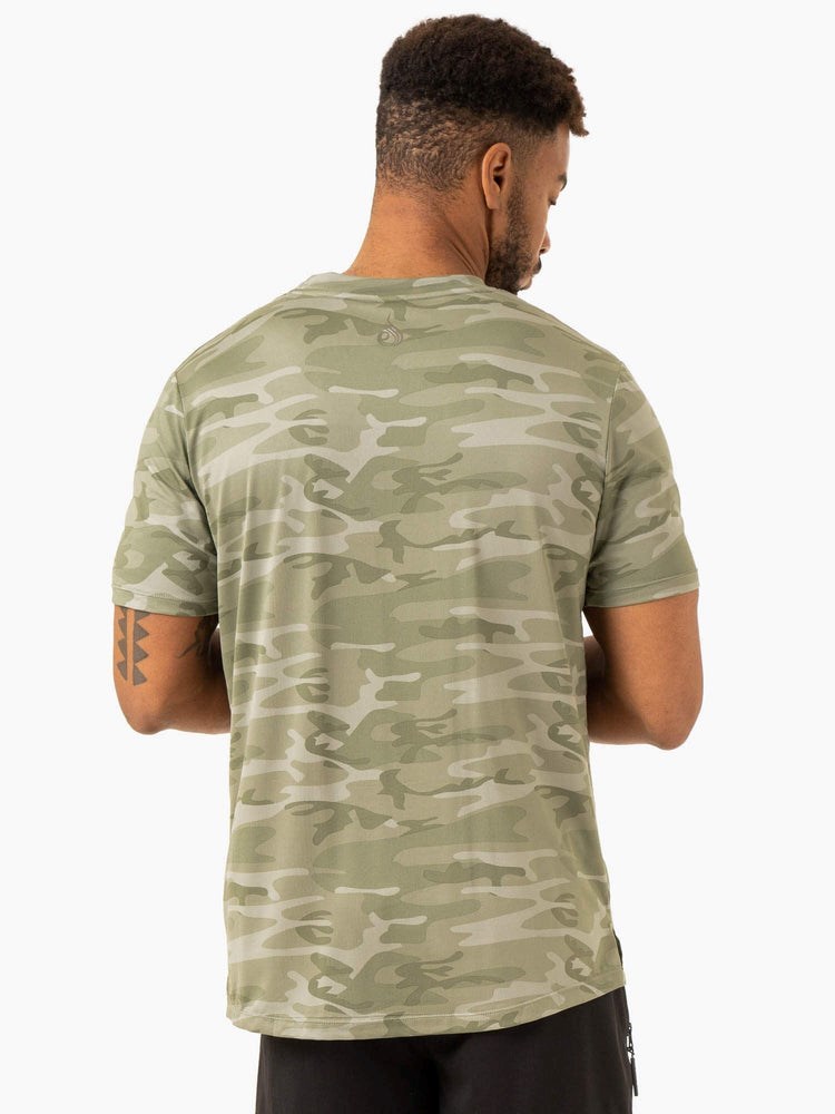 Ryderwear Overdrive T-Shirt Zielone Camo | HOLFRU903