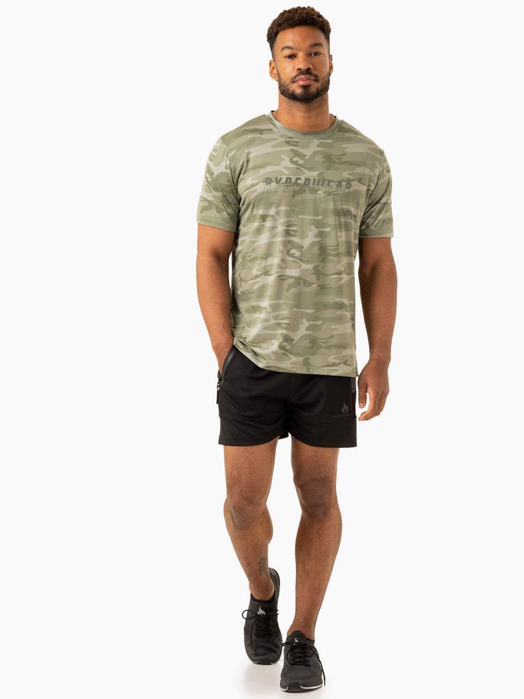 Ryderwear Overdrive T-Shirt Zielone Camo | HOLFRU903