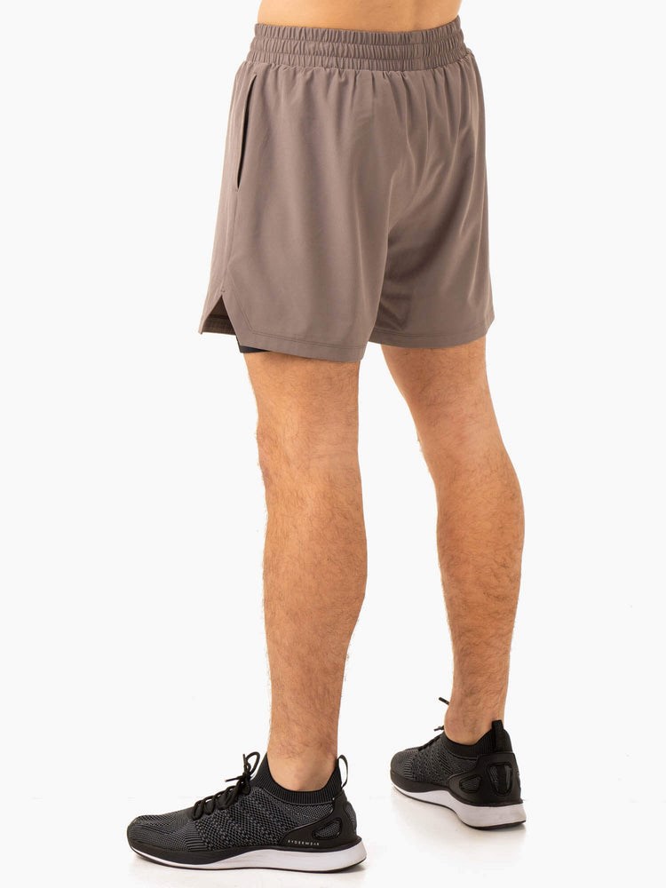 Ryderwear Pursuit 2 In 1 Treningowe Shorts Taupe | NGSOPW903