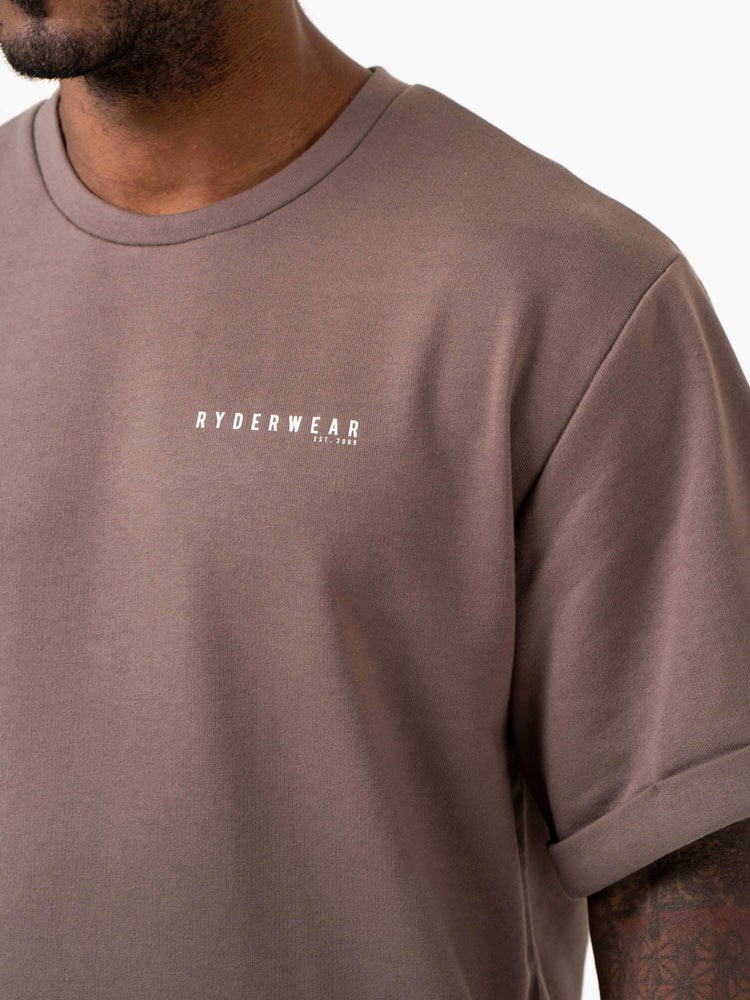 Ryderwear Pursuit Oversized Fleece T-Shirt Taupe | EINGDQ168