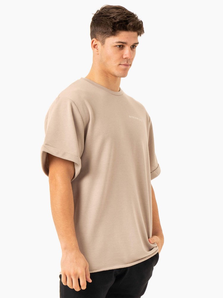 Ryderwear Pursuit Oversized Fleece T-Shirt Sand | URQYOF578