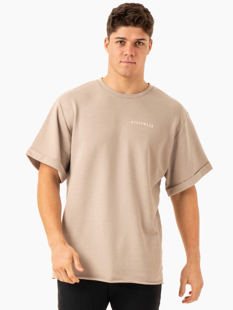 Ryderwear Pursuit Oversized Fleece T-Shirt Sand | URQYOF578