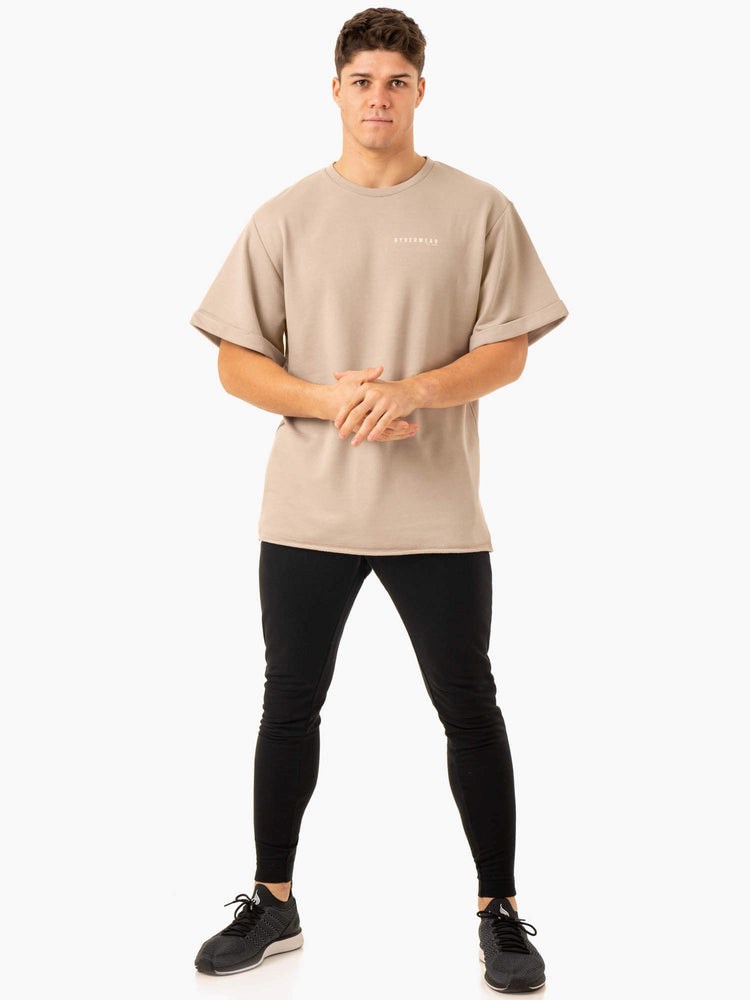 Ryderwear Pursuit Oversized Fleece T-Shirt Sand | URQYOF578