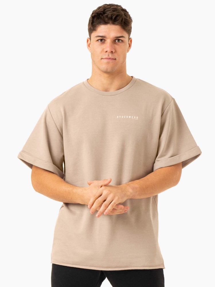 Ryderwear Pursuit Oversized Fleece T-Shirt Sand | URQYOF578