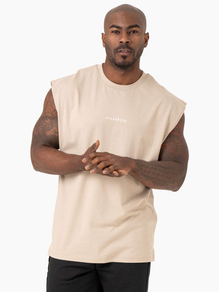 Ryderwear Pursuit Szerokie Cut Tank Sand | BOJAQC317