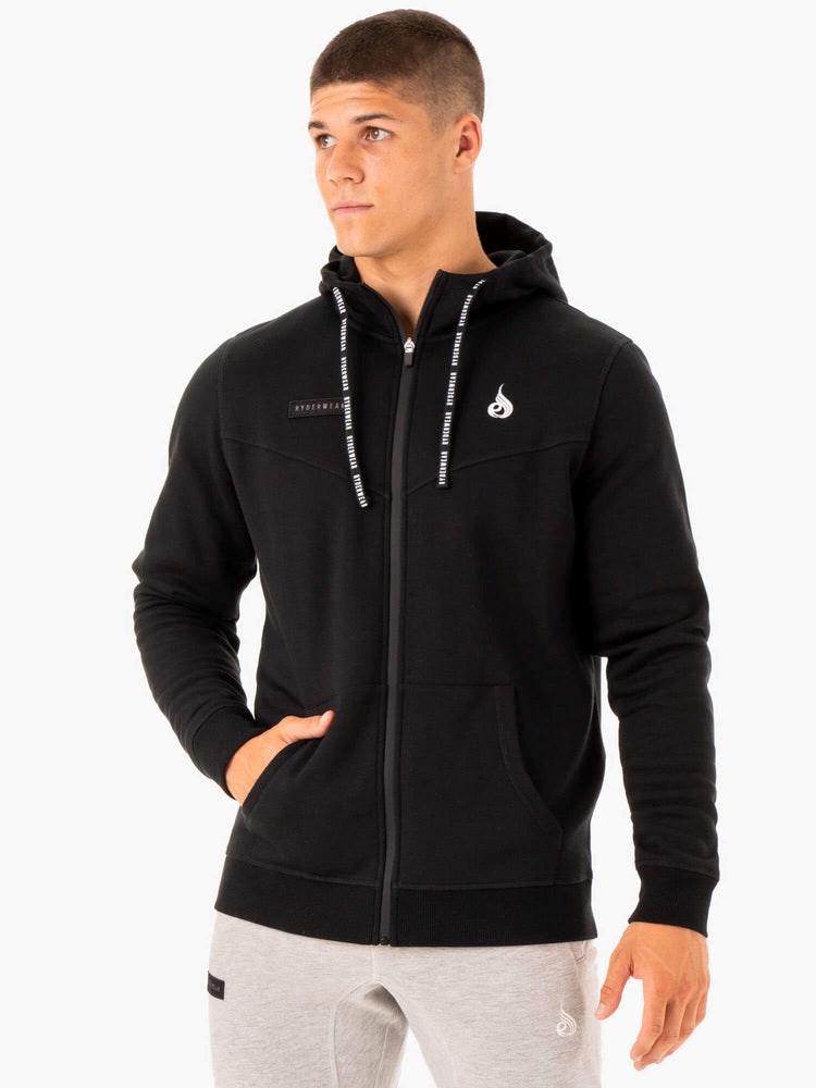 Ryderwear Recharge Zip Up Hoodie Czarne | HYTEZI328