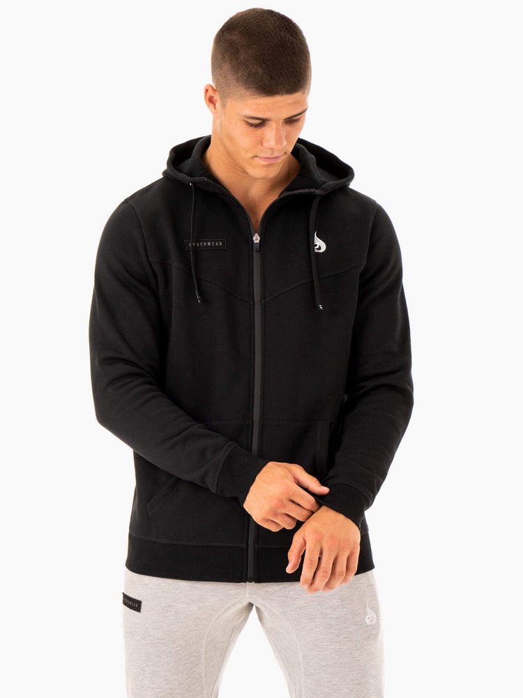 Ryderwear Recharge Zip Up Hoodie Czarne | SVPHMW027