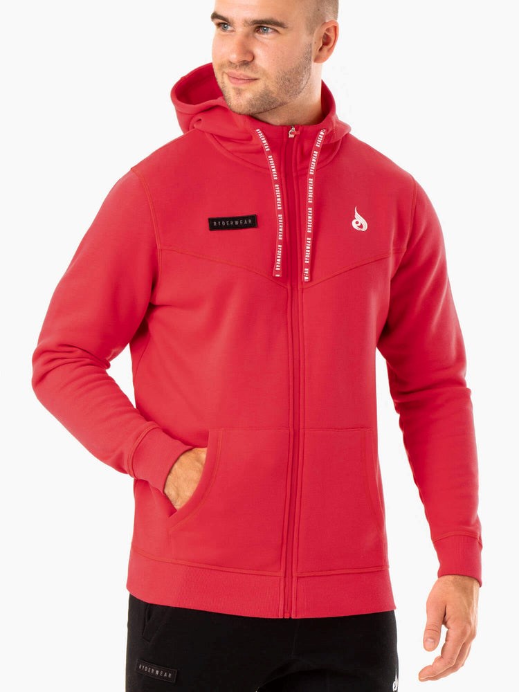 Ryderwear Recharge Zip Up Hoodie Czerwone | HZLGDI234