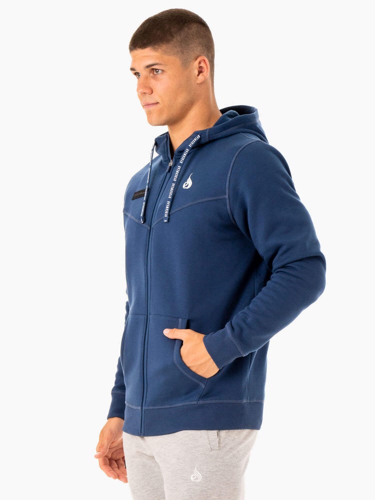 Ryderwear Recharge Zip Up Hoodie Niebieskie | NSTOWZ068