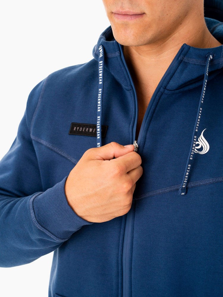 Ryderwear Recharge Zip Up Hoodie Niebieskie | NSTOWZ068