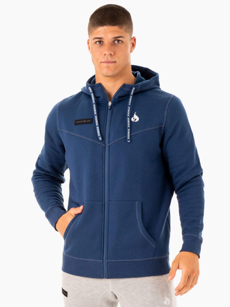 Ryderwear Recharge Zip Up Hoodie Niebieskie | XLZUDA187