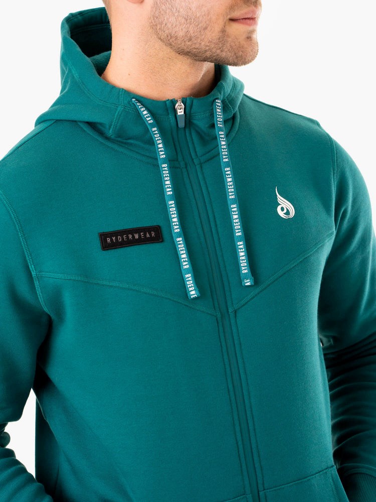 Ryderwear Recharge Zip Up Hoodie Teal | KNPJBQ504