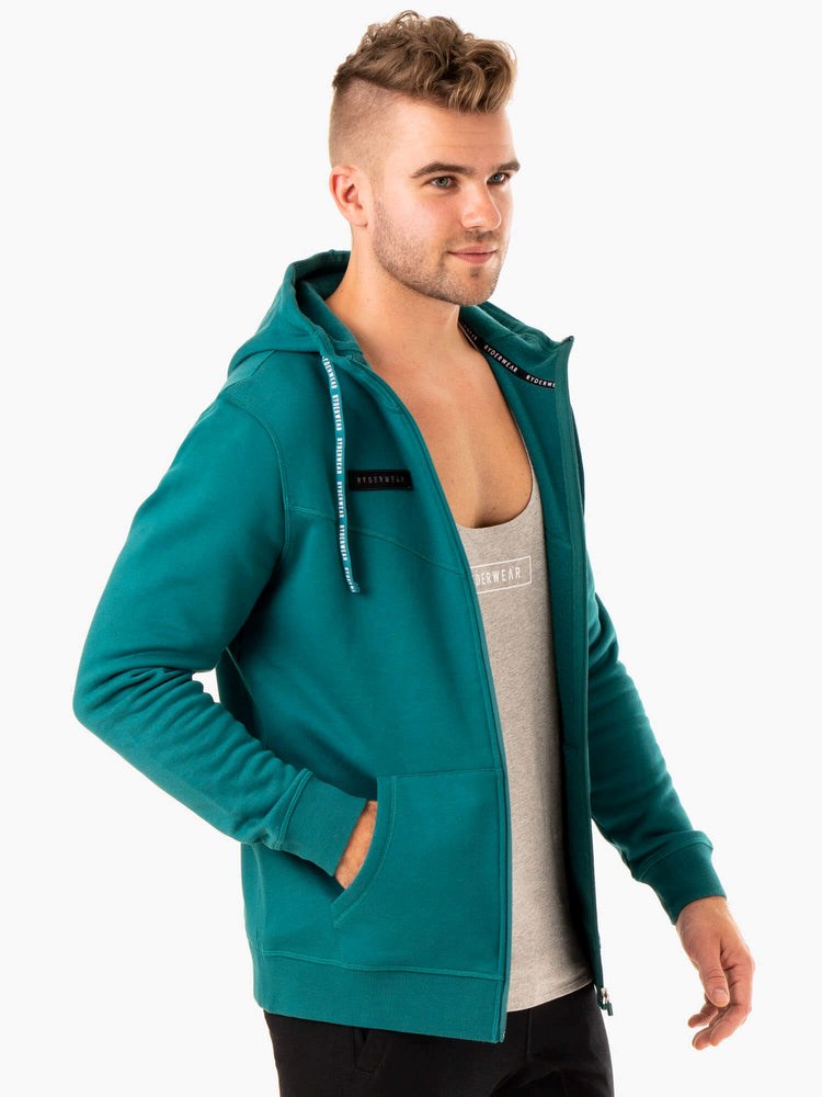 Ryderwear Recharge Zip Up Hoodie Teal | KNPJBQ504