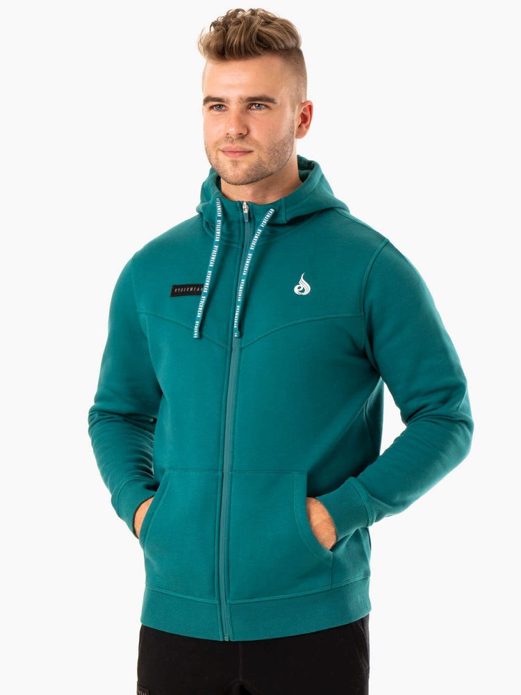 Ryderwear Recharge Zip Up Hoodie Teal | NRBSJM365