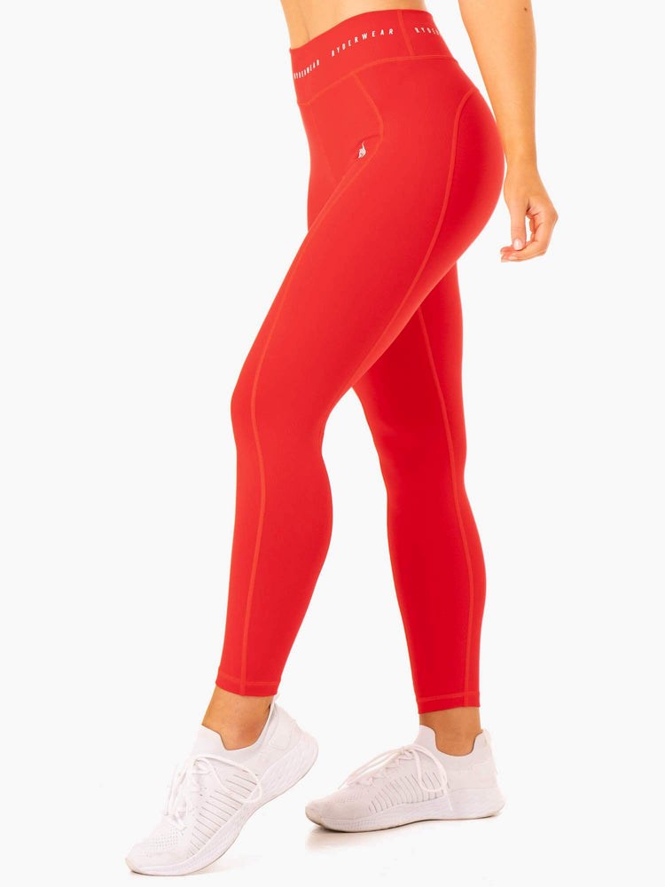 Ryderwear Reflex High Waisted Leggings Czerwone | ALYCQN621