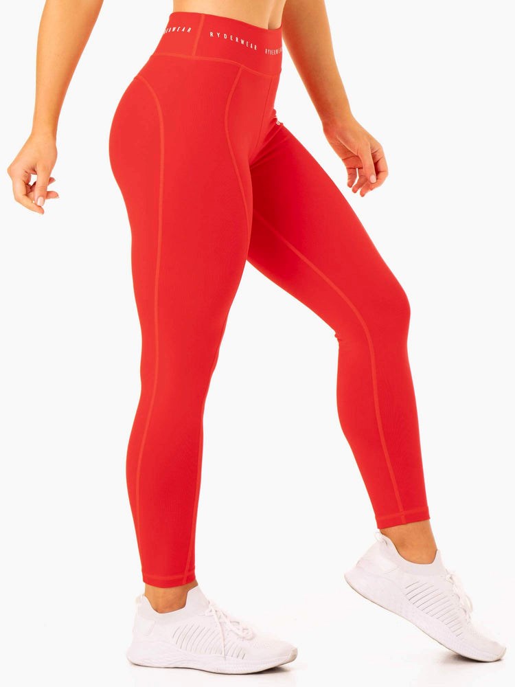 Ryderwear Reflex High Waisted Leggings Czerwone | ALYCQN621