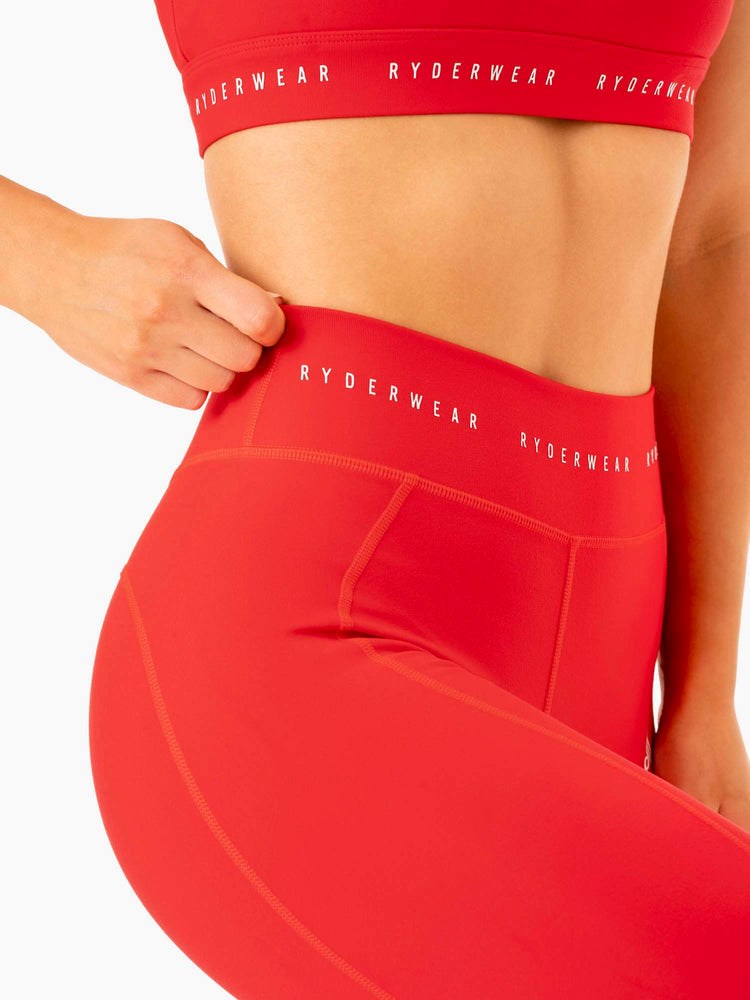 Ryderwear Reflex High Waisted Leggings Czerwone | ALYCQN621