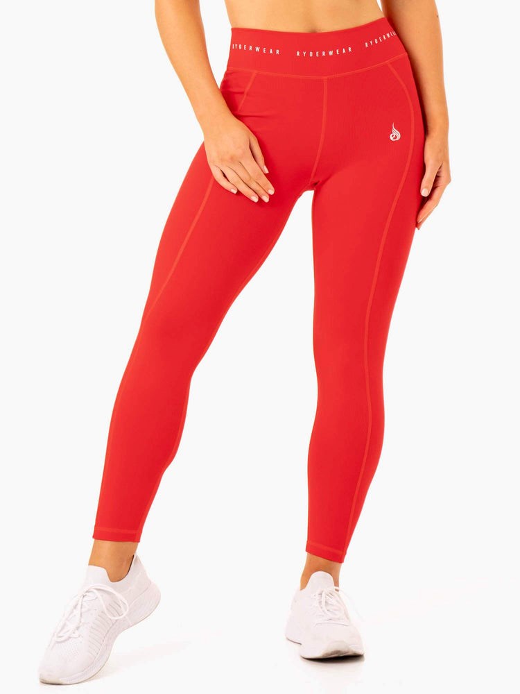 Ryderwear Reflex High Waisted Leggings Czerwone | ALYCQN621