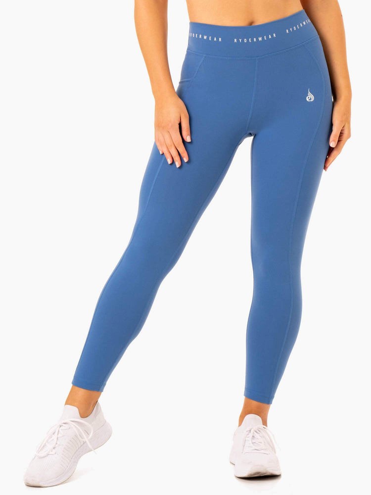 Ryderwear Reflex High Waisted Leggings Niebieskie | DBHLGQ925