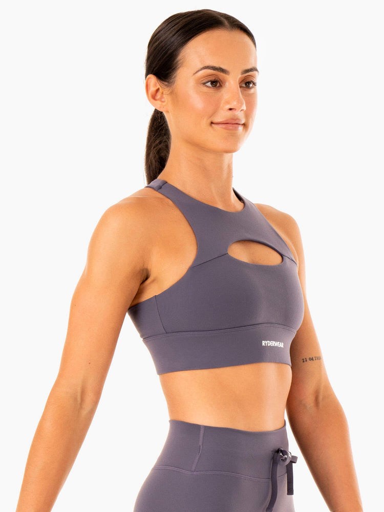 Ryderwear Replay Cut Out Sports Bra Charcoal | LIVPGE254