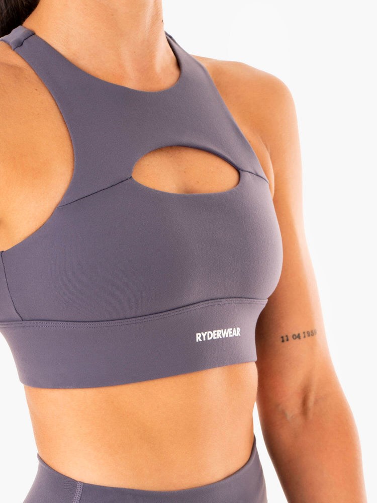 Ryderwear Replay Cut Out Sports Bra Charcoal | LIVPGE254