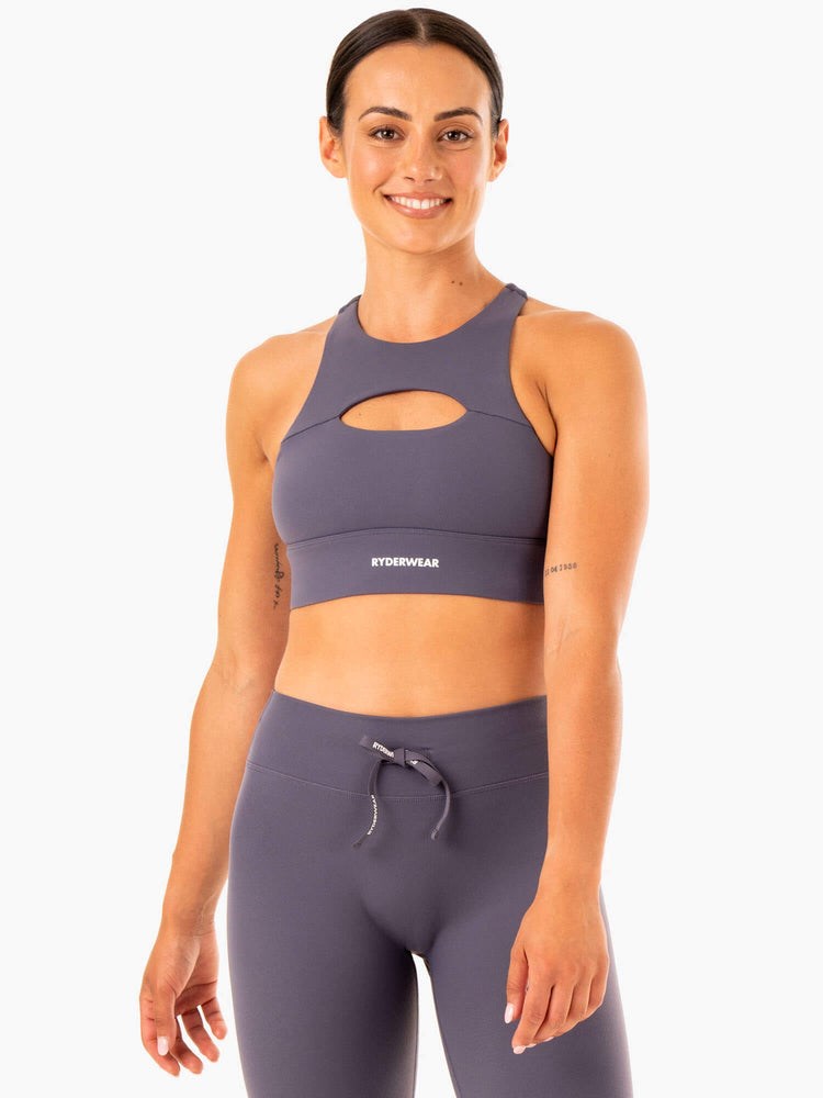 Ryderwear Replay Cut Out Sports Bra Charcoal | LIVPGE254