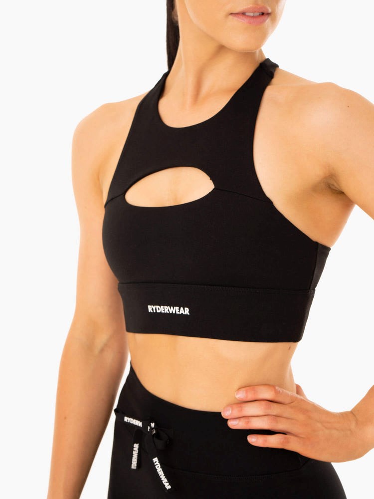 Ryderwear Replay Cut Out Sports Bra Czarne | ASDZRC362