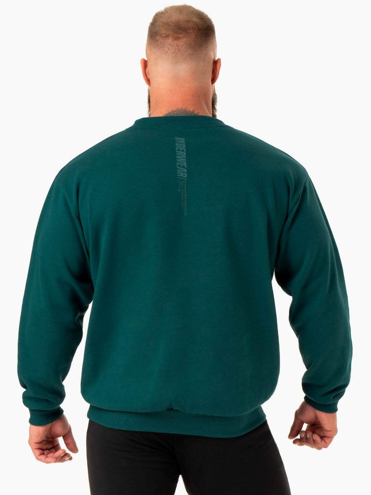 Ryderwear Reset Fleece Crew Neck Emerald | KNTYUZ673