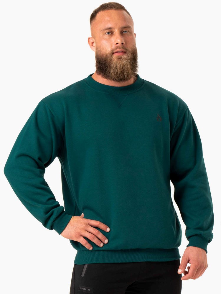 Ryderwear Reset Fleece Crew Neck Emerald | KNTYUZ673