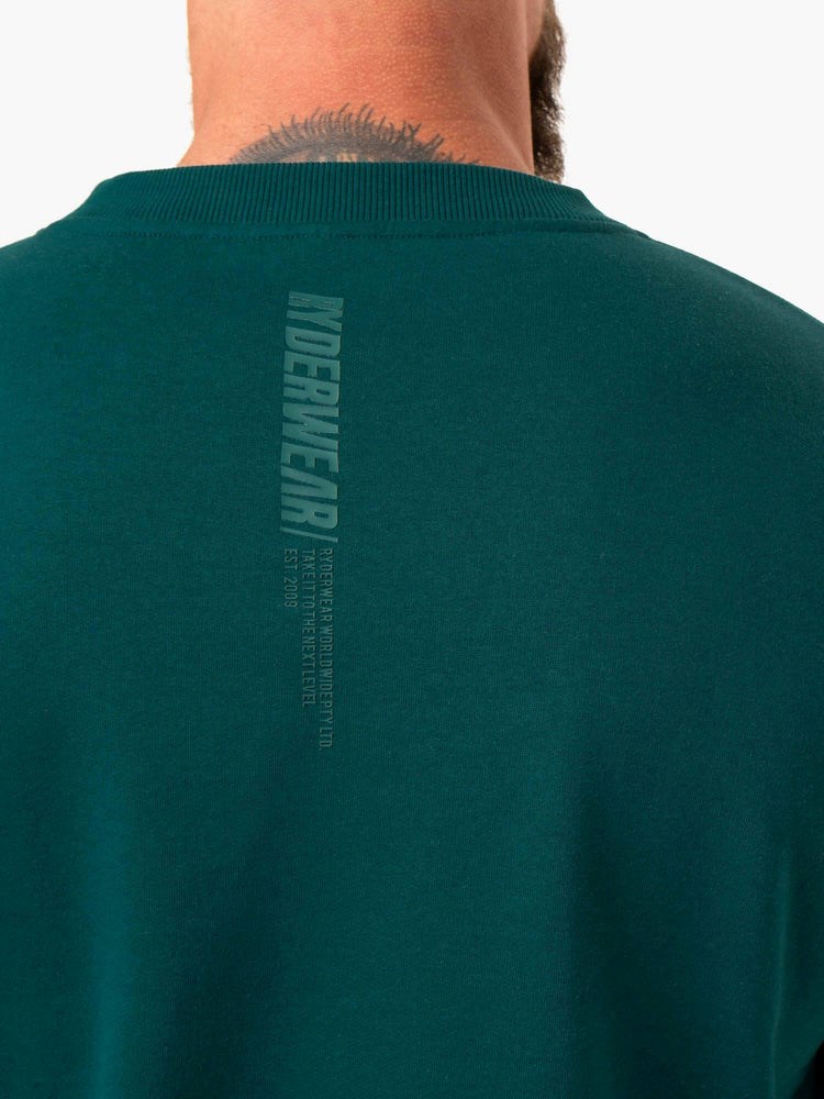 Ryderwear Reset Fleece Crew Neck Emerald | KNTYUZ673