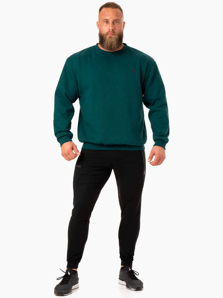 Ryderwear Reset Fleece Crew Neck Emerald | KNTYUZ673