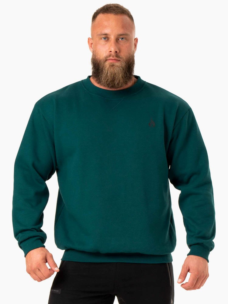 Ryderwear Reset Fleece Crew Neck Emerald | KNTYUZ673