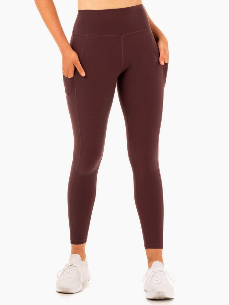 Ryderwear Reset High Waisted Pocket Leggings Czekolada | STIHZY182