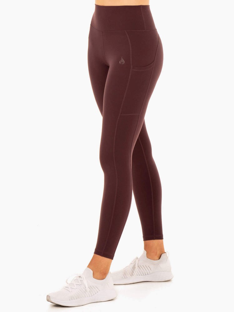 Ryderwear Reset High Waisted Pocket Leggings Czekolada | STIHZY182