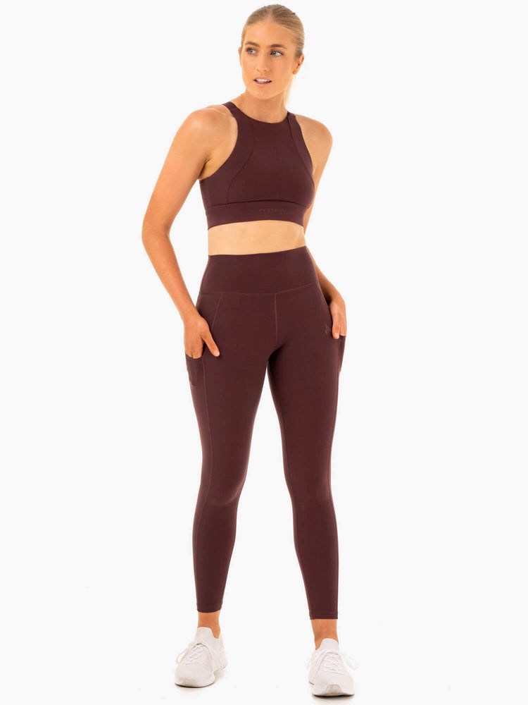 Ryderwear Reset High Waisted Pocket Leggings Czekolada | STIHZY182