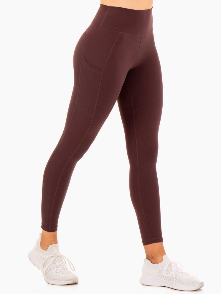 Ryderwear Reset High Waisted Pocket Leggings Czekolada | STIHZY182