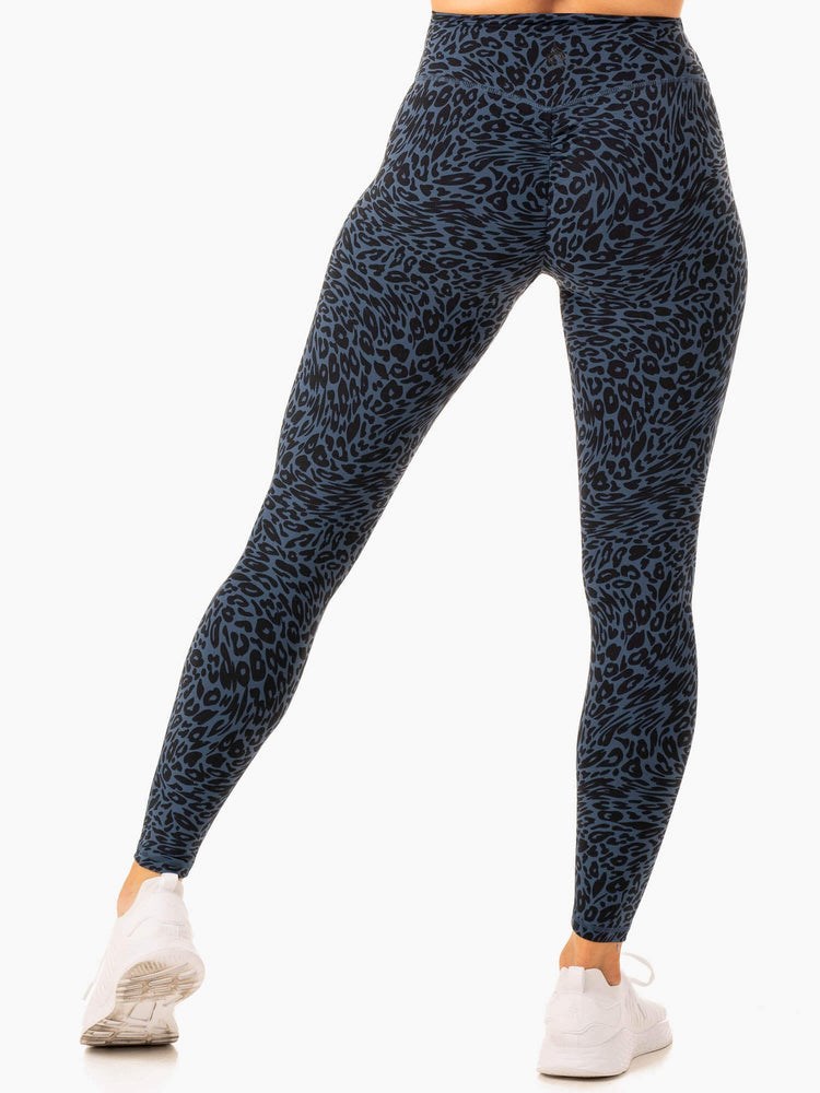 Ryderwear Rotation High Waisted Scrunch Leggings Granatowe Panterka | BHQKVR216