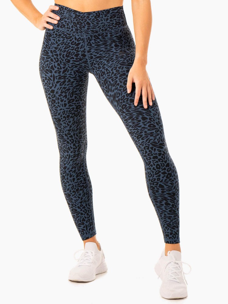 Ryderwear Rotation High Waisted Scrunch Leggings Granatowe Panterka | BHQKVR216